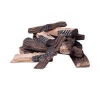 Juego de 5 troncos artificiales decorativos para gas o etanol | Chimeneas de madera sintética resistente al calor con textura natural, accesorios ligeros de cerámica para hoguera