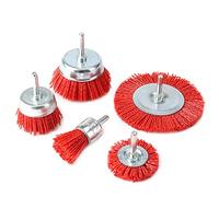 Juego De 5 Uds. De Cepillo De Copa De Nailon, Cepillo De Rueda De Alambre Abrasivo Para Taladro, Herramienta Rotativa, Pulido De Madera, Vástago De 6mm