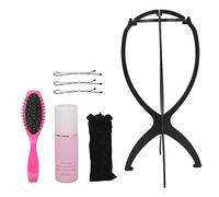 Juego de 5 Uds de Herramientas para el Cuidado de la Peluca, Soporte Plegable para Peluca, 100ml, Rociador para el Cuidado de la Peluca, Pinza para Peluca, Cepillo, Peine, Red para el Cuidado de la Pe
