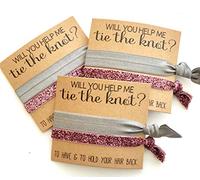 Juego de 5 unidades con texto en inglés «Will You Help me Tie the Knot» | para tener y sostener tu cabello hacia atrás (gris + purpurina rosa)