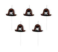 Juego de 5 velas de sombrero pirata, fiesta de pirata, fiesta de cumpleaños infantil, decoración para tartas, cupcakes, magdalenas, búsqueda del tesoro, piratas, fiesta
