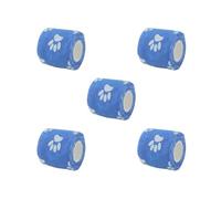 Juego de 5 vendas cohesivas para gatos, perros, mascotas, cinta de gasa, envolvente, estampado de garras azul 01