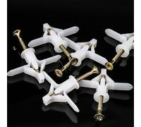 Juego de 50 anclajes para placas de yeso con tornillos de metal autoperforantes, anclajes de expansión de plástico para paneles de yeso, tablero de fibra - forma de avión de mariposa de 8 a 15 mm de