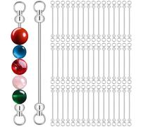 Juego de 50 barras de llaveros con cuentas para hacer tú mismo, llaveros de metal plateado en blanco con cuentas, kit para hacer llaveros con cuentas encantadores, suministros para hacer llaveros