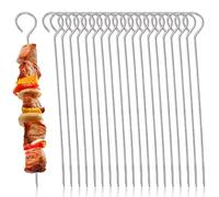 Juego de 50 brochetas para barbacoa, 30 cm, acero inoxidable, brochetas reutilizables de metal, ideales para asar, brochetas de acero inoxidable y brochetas de frutas (50)