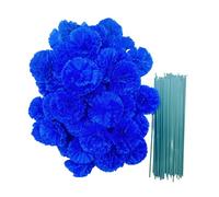 Juego de 50 cabezas de clavel de seda artificial con tallos, rellenos de jarrón, cabezas de flores de caléndula de 2 pulgadas para decoración del hogar Diwali, corona del día de los muertos, adornos