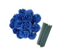 Juego de 50 cabezas de claveles artificiales de seda con tallos, rellenos de jarrón para el hogar, novia, boda, fiesta, cumpleaños, decoración de pasteles, ramillete de muñeca hecho a mano, cabezas de