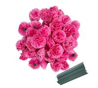 Juego de 50 Cabezas de Flores Artificiales de Seda Con Tallos - Rellenos de Jarrón, Caléndula para Decoración de Diwali, Corona del Día de los Muertos, Adornos de Pasteles