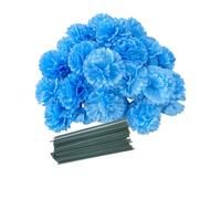 Juego de 50 cabezas de flores artificiales de seda con tallos, rellenos de jarrón para novia, boda, fiesta, cumpleaños, decoración de tarta, ramillete de muñeca, cabezas de pétalos múltiples de 3