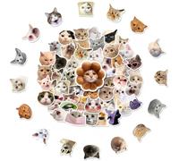 Juego de 50 calcomanías divertidas para gatos, calcomanías de vinilo impermeables para amantes de los gatos, botellas de agua, álbumes de recortes, teléfono (forma de gato)