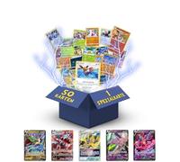 Juego de 50 cartas de Pokémon originales diferentes (1 V, VMAX, VSTAR, EX, 3 Holo, 1 raro, 1 Pikachu, Evoli, Dedenne y 1 cargador superior Heartforcards®