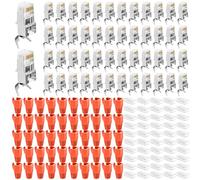 Juego de 50 conectores RJ45 Cat 7, conector de red CAT 7 macho RJ45, cable de red con alivio de tensión, conector para cable LAN CAT 7 Cat6A AWG23, boquilla de protección contra torceduras naranja y