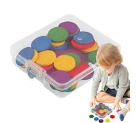 Juego de 50 contadores redondos de madera para ejercicios de matemáticas, unidades manipulativas para cálculos escolares, 5 colores, contador educativo para profesores