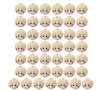 Juego de 50 cuentas redondas de madera con cara sonriente para decoración de sonrisas de madera natural para manualidades de joyas personalizadas