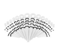 Juego de 50 dilatadores de oreja acrílicos y tapones + dilatadores de silicona, dilatadores de oreja, piercing corporal, joyería para eliminar cerumen de los oídos para niños, talla única, Acrílico