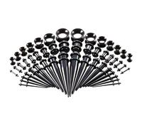 Juego de 50 dilatadores de oreja acrílicos y tapones + dilatadores de silicona, dilatadores de oreja, piercing corporal, joyería para eliminar cerumen de los oídos para niños, talla única, Acrílico