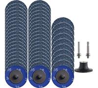 Juego de 50 discos de cambio rápido P36 de 2 pulgadas con soporte de 1/4 pulgadas para molinillo, acabado polaco, eliminación de pintura de óxido de quemaduras