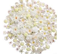 Juego de 50 flores artificiales de seda para decoración de bodas, fiestas, festivales, arreglos para el hogar, manualidades florales con rosas, peonías, margaritas (blanco)