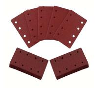 Juego de 50 hojas de lija de 80 x 133 mm, con para madera y metal, grano 40/60/80/120/240, almohadilla de lijado rectangular de 8 agujeros, apto para lijadoras orbitales Bosch y modelos comunes