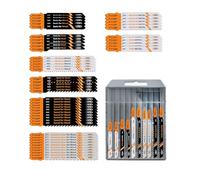 Juego de 50 Hojas para Sierra de Calar BGTEC - Hojas HCS/HSS con Vástago en T para Cortar Madera, Plástico y Metal (T119B*5 + T119BO*5 + T101BR*10 + T144D*10 + T244D*5)