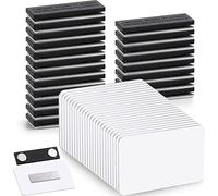 Juego de 50 insignias magnéticas con nombre y etiquetas grandes en blanco con etiqueta magnética de plástico para chaqueta personalizada camisas de oficina suministros escolares (3.38 x 2.13 pulgadas)