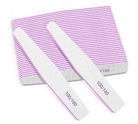 Juego de 50 limas de uñas, lima de uñas de grano 100/180 para extensión de uñas de polietileno y uñas acrílicas, lima de uñas para uñas naturales, herramienta de manicura