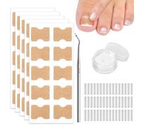 Juego de 50 parches de corrección de uñas encarnadas con 50 tiras de alisado de uñas de los pies sin dolor y elevador de uñas, juego para corregir las uñas encarnadas