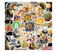 Juego de 50 pegatinas Bitcoins para adolescentes, niños y adultos, Bitcoin resistente al agua, moneda virtual para coche, monopatín, motocicleta, botellas de agua, teléfono, guitarra, bicicleta, casco
