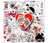 Juego de 50 pegatinas de póquer para jóvenes y adultos, pegatinas de vinilo impermeables para coche, motos, bicicleta, monopatín, snowboard, equipaje, portátil, maleta, casco, moto, ordenador