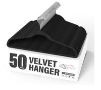Juego de 50 perchas de terciopelo Simple Deluxe con gancho giratorio de 360 , antideslizantes y resistentes, con muescas en los hombros para abri