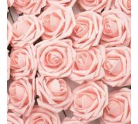 Juego de 50 rosas de espuma suave para arreglos de ramo de novia, temas de fiesta y decoraciones festivas con fácil manejo y uso duradero (rosa)