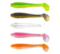 Juego de 50 señuelos de Boca hacia Arriba con Cola en T roscada, cebos Blandos con Anzuelo de Cabeza de Plomo, cebos Falsos for lubina asiática y pez mandarín(6.5cm)