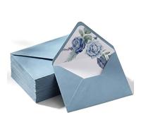 Juego de 50 sobres de invitación A7, sobres de tarjetas de felicitación con solapa en V azul polvoriento, fundas para tarjetas de regalo para correo, boda, baby shower, cumpleaños, 5 x 7 pulgadas
