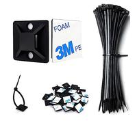 Juego de 50 soportes autoadhesivos para bridas de cable con bridas de cremallera de 6 pulgadas, cuadrados de soportes de alambre de 3/4 pulgadas, tornillos, cierres de alambre adhesivos, clips de