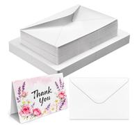 Juego de 50 tarjetas de acuarela en blanco de 140 libras con sobres, pesadas 100% algodón, 300 g/m², postales de acuarela a granel, tarjetas de felicitación plegables de 4 x 6 pulgadas para Navidad,