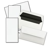 Juego de 50 tarjetas de condolencia, DIN largo con borde negro hecho a mano + sobres con forro negro, tarjetas sin pliegue para condolencias