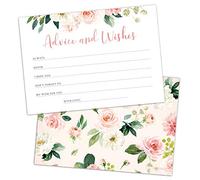 Juego de 50 tarjetas de consejos y deseos, tarjetas florales de doble cara, perfectas para la novia y el novio, baby shower, despedida de soltera, despedida de soltera, fiesta de graduación, fiesta de