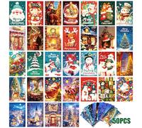 Juego de 50 tarjetas de Navidad, tarjetas navideñas excepcionales, tarjetas de Navidad, tarjetas de Navidad vintage, tarjetas postales de Navidad, juego de tarjetas de Navidad divertidas, tarjetas de