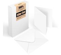 Juego de 50 tarjetas plegables cuadradas en blanco con sobre: Tarjetas plegables para diseñar, escribir o imprimir tarjeta de felicitación, postales y tarjeta hechas a mano - Blanco