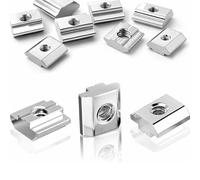 Juego de 50 tuercas de ranura M5 en T, perfil de aluminio, tuercas correderas en T para 20 series de perfil de aluminio, ranura de extrusión y riel guía, acero al carbono de alta calidad con norma