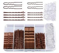 Juego de 500 horquillas Bobby, pinzas para el pelo en forma de U, 2 pulgadas, 2,36 pulgadas, pasadores para el pelo para 2 pulgadas y 2,75 pulgadas, gomas para el pelo en una caja de almacenamiento