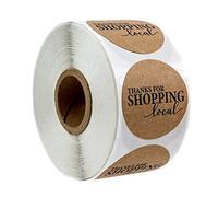 Juego de 500 pegatinas de papel kraft con texto en inglés "Thanks for Shopping Local", etiquetas redondas para álbumes de recortes, juego de sellos transparentes