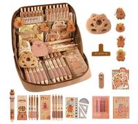Juego de 51 artículos de papelería Capybara, WideSmart Capybara, estuche, estuche Aesthetic, dulce papelería, set de regalo para niños, con lápices, clips, reglas y más, para oficina, escuela, niños