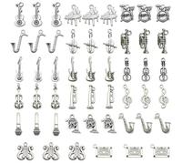 Juego de 51 colgantes de instrumento musical, diseño retro de violín, hecho a mano, accesorios de joyería para los amantes de la música