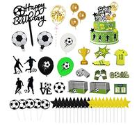 Juego de 51 piezas de decoración para tarta de fútbol, decoración de la Copa del Mundo, decoración de fiesta de cumpleaños, escena temática de la Copa del Mundo, fiesta de fútbol