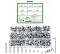 Juego de 510 tornillos M4, tornillos de cabeza avellanada, juego de tuercas y tuercas de acero inoxidable, tornillos y tuercas hexagonales interiores, surtido de tornillos cilíndricos con tuercas
