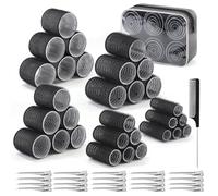 Juego de 52 Rulos Pelo Autoadhesivas,Rulos Pelo Grandes,5 Tamaños (60mm/48mm/36mm/25mm/15mm) Hair Rollers con 20 Clips de Acero Inoxidable,1 Bolsa de Almacenaje, Rulos para Cabello Largo Medio Corto