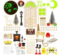 Juego de 55 piezas para puerta de gnobleza, accesorio de Navidad, casa de duende que brilla en la oscuridad, juego completo, miniatura para puerta de duende con luz, juego de iniciación DIY
