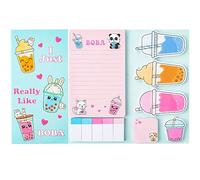 Juego de 550 hojas de notas adhesivas con forma de té de leche, clips de papel autoadhesivos novedosos, notas adhesivas para escritura, blocs de notas para niños, hogar, oficina, escuela, suministros