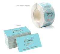 Juego de 550 tarjetas de agradecimiento y calcomanías, 50 tarjetas de visita de agradecimiento, 500 gracias por apoyar a mis pequeñas empresas, juego de tarjetas de agradecimiento y calcomanías